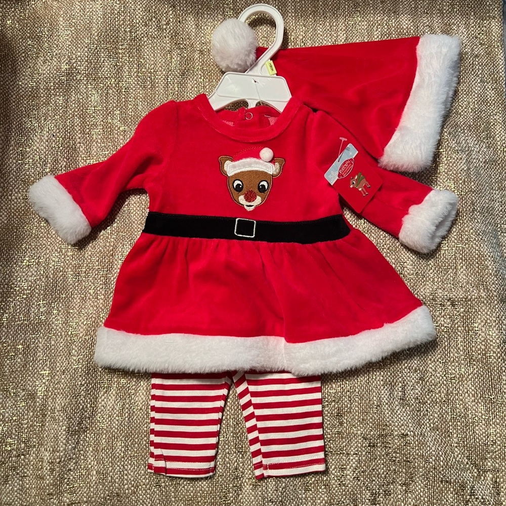 NWT Rudolph Santa Baby Outfit